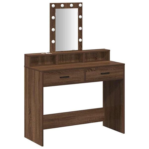 vidaXL Dressing Table Brown 39.37 x 16.14 x 55.12 in Engineered Wood