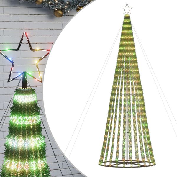 vidaXL LED Christmas Tree Dark green, Colorful Copper, PVC, Iron