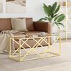 vidaXL Coffee Table Gold Stainless Steel, Tempered Glass Medium Durable