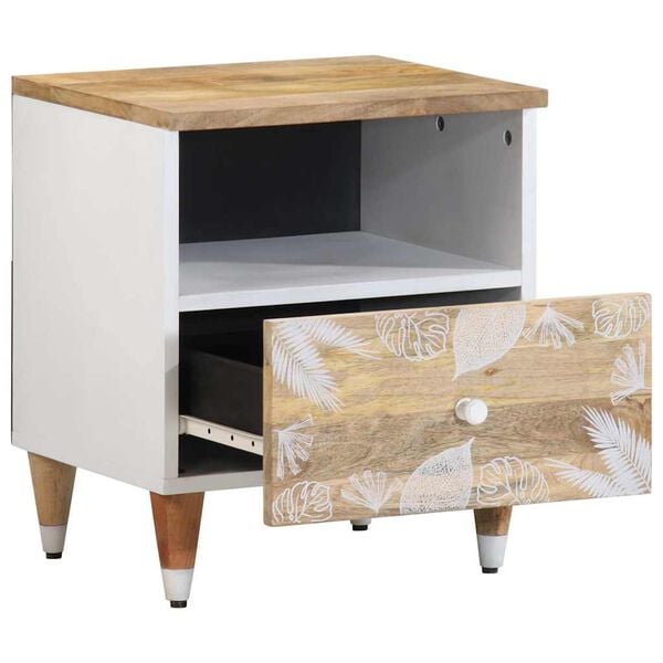 vidaXL Bedside Cabinet Mango natural, white