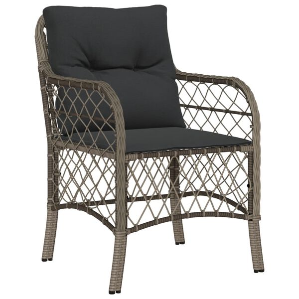 vidaXL Garden Dining Set Gray PE rattan Medium Removable Covers