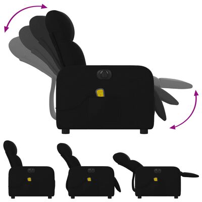 Diagram showing multiple positions of the recliner with arrows, side and front views