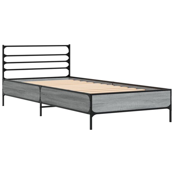 vidaXL Bed Frame Grey Sonoma Engineered wood and metal Single Durable