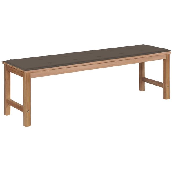 vidaXL Patio Bench with Taupe Cushion 23.3" Solid Teak Wood