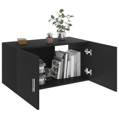 vidaXL Wall Mounted Cabinet Black 31.5"x15.4"x15.7" Chipboard