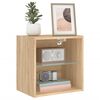 vidaXL Bedside Cabinet Sonoma oak Engineered wood, glass Compact