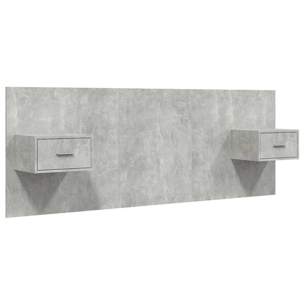 vidaXL Bed Headboard With Cabinet Concrete grey Engineered wood Average