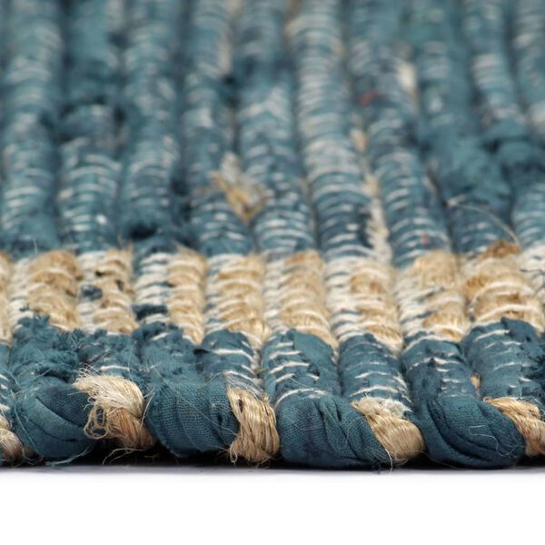 vidaXL Area Rug Blue, Natural Jute and Cotton 63 x 90.6 in Durable