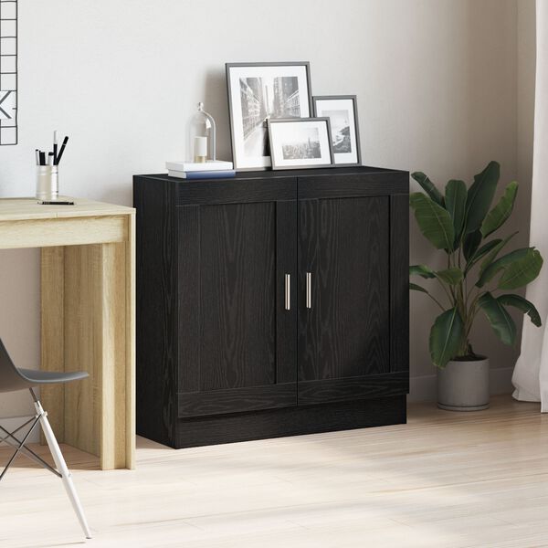 vidaXL Book Cabinet Black Oak 32.48 x 12.01 x 31.50 in Engineered Wood