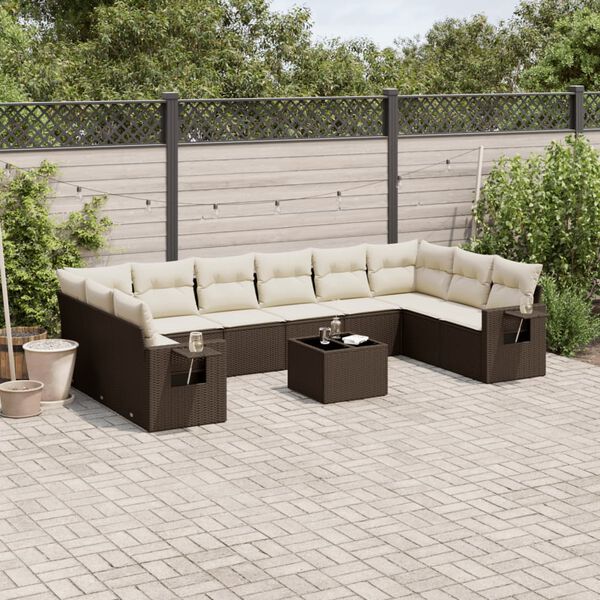 vidaXL Garden Sofa Set Brown PE rattan Large Modular Garden Sofa Set