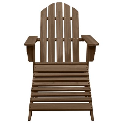 vidaXL Patio Adirondack Chair with Ottoman&Table Solid Fir Wood Brown