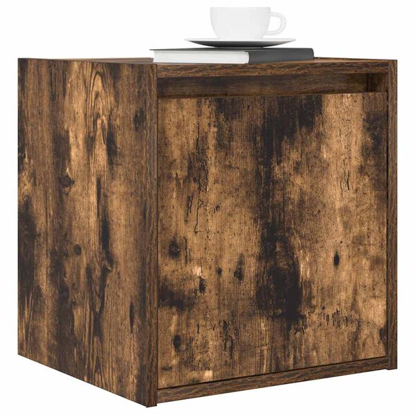 vidaXL Wall-mounted Bedside Cabinet Smoked oak Engineered wood Medium