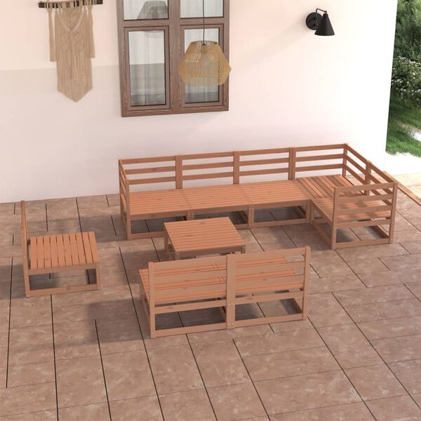 vidaXL Garden Lounge Set Honey Brown Solid Pinewood 9 Pieces Modular