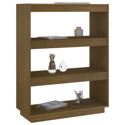vidaXL Book Cabinet/Room Divider Honey Brown 31.5"x13.8"x40.6" Solid Wood Pine