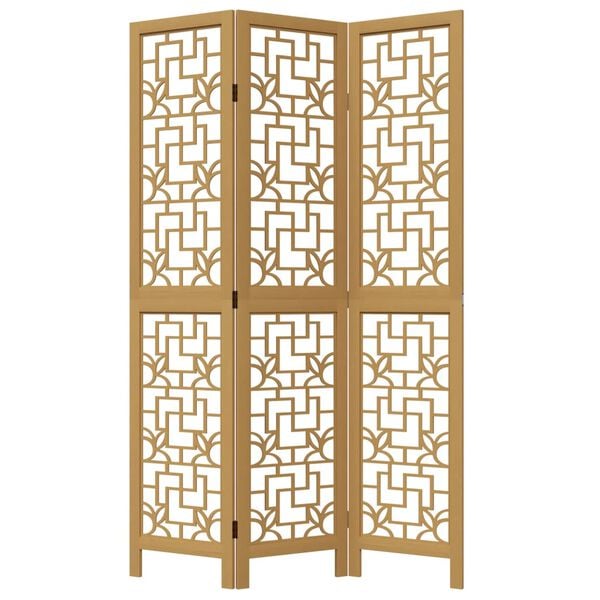vidaXL Room Divider 3 Panels Brown Solid Wood Paulownia