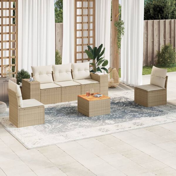vidaXL Garden Sofa Set Beige, Cream White