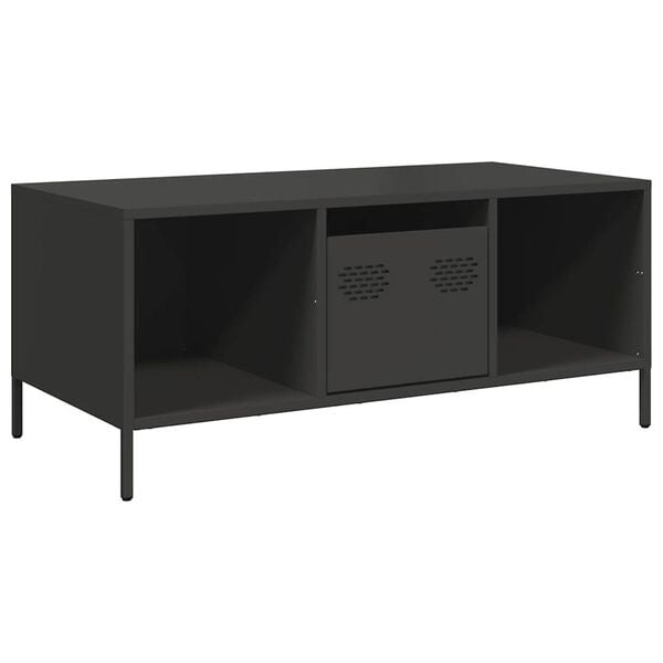 vidaXL Coffee Table Black Cold-rolled Steel Medium Coffee Table