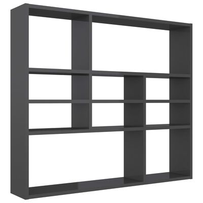 vidaXL Wall Shelf High Gloss Gray 35.4"x6.3"x30.7" Engineered Wood