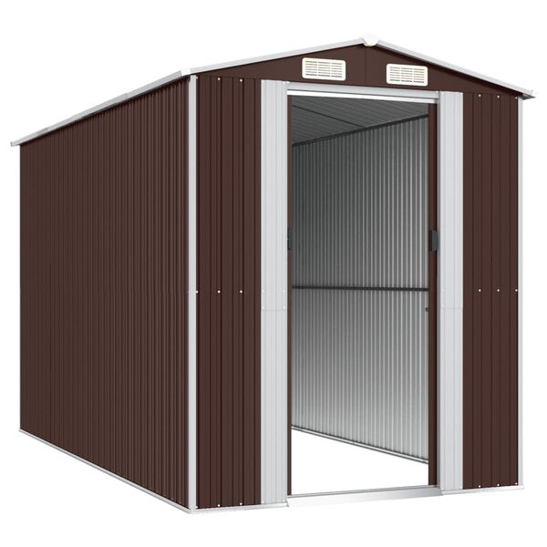 vidaXL Garden Shed Dark brown Galvanized Steel Large Storage