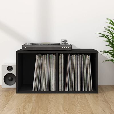vidaXL Vinyl Storage Box Black 28"x13.4"x14.2" Engineered Wood