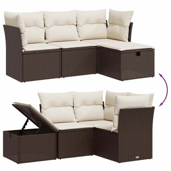 vidaXL Garden Sofa Set Brown Poly Rattan Medium Modular