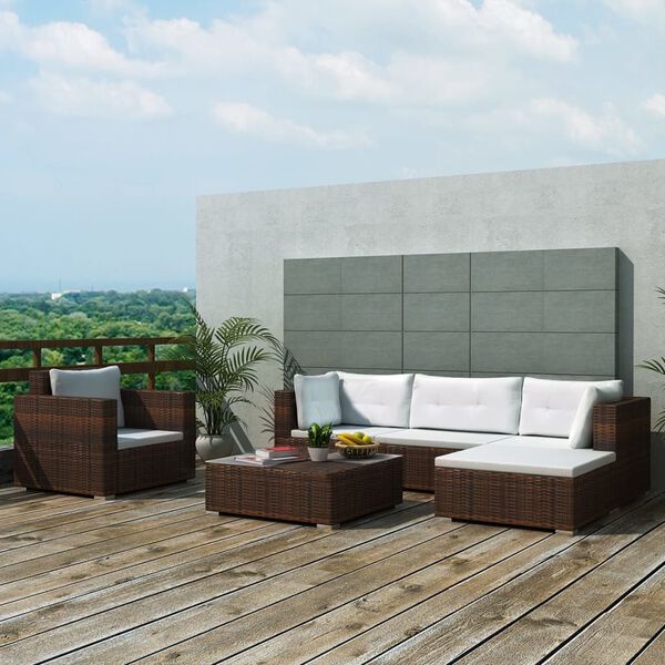 vidaXL Outdoor Furniture Set Brown, Cream White