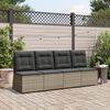 vidaXL Reclining Garden Sofa Grey PE rattan Compact Removable Covers