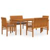 vidaXL 5 Piece Patio Dining Set with Cushions Solid Wood Acacia