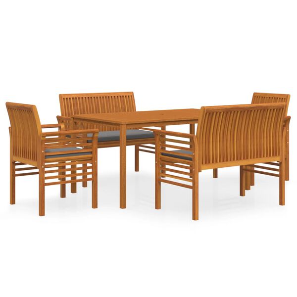 vidaXL 5 Piece Patio Dining Set with Cushions Solid Wood Acacia