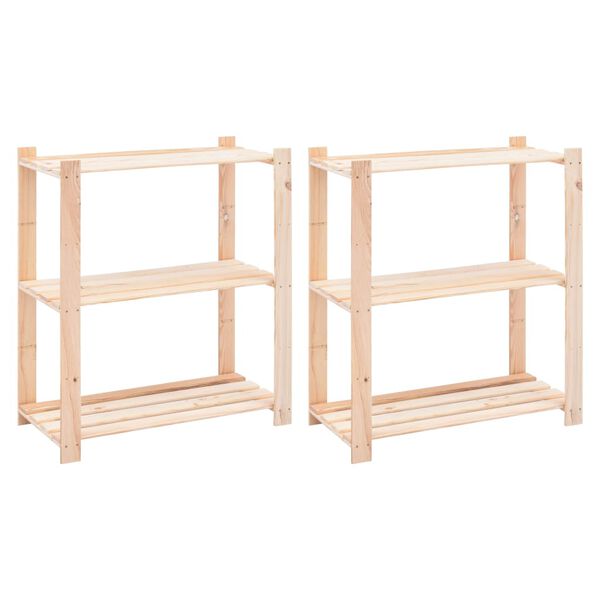 vidaXL 3-Tier Storage Racks 2 pcs 31.5"x15"x35.4" Solid Pinewood 330.7 lb
