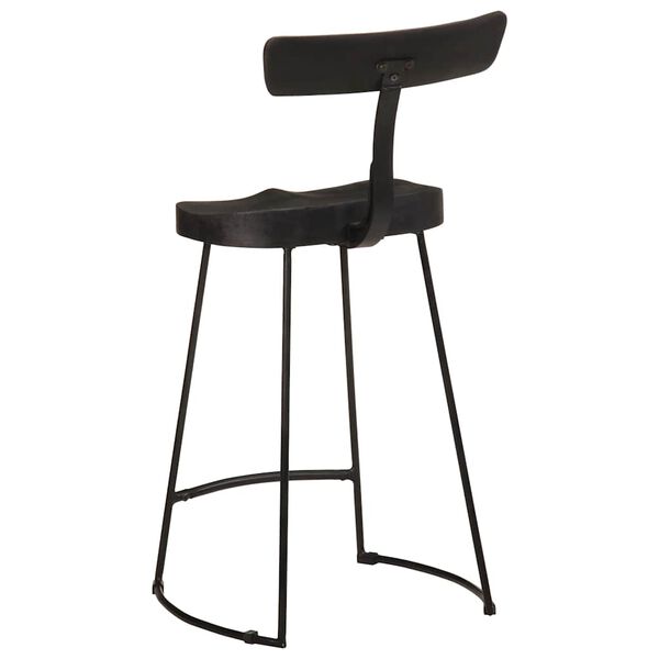 vidaXL Bar Stool Set of 2 Black Solid mango wood, iron Standard