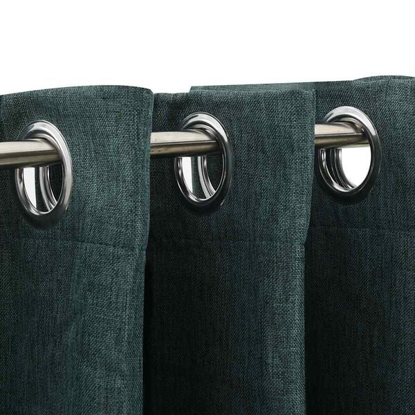 vidaXL Linen-Look Blackout Curtains with Grommets 2pcs Green 140x88.6 "