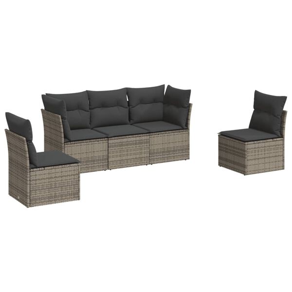vidaXL Garden Sofa Set Grey PE rattan Large Modular Garden Sofa Set