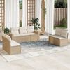 vidaXL Garden Sofa Set Beige PE Rattan, Powder-Coated Steel, Polyester