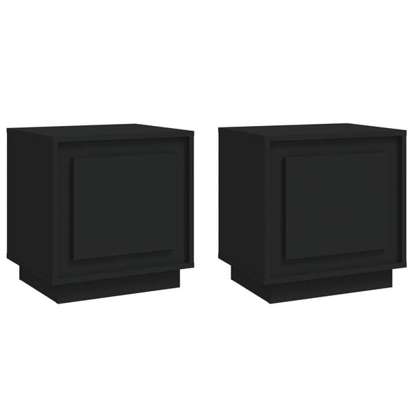 vidaXL Bedside Cabinet Set of 2 Black Engineered wood Medium