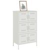 vidaXL Highboard White Steel Medium Highboard Rectangular Industrial