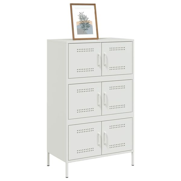 vidaXL Highboard White Steel Medium Highboard Rectangular Industrial