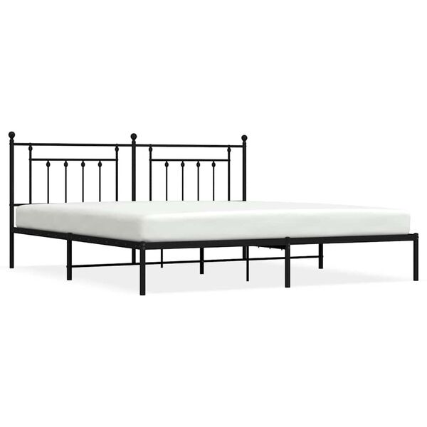 vidaXL Bed Frame Black Powder-Coated Steel Double Bed Frame