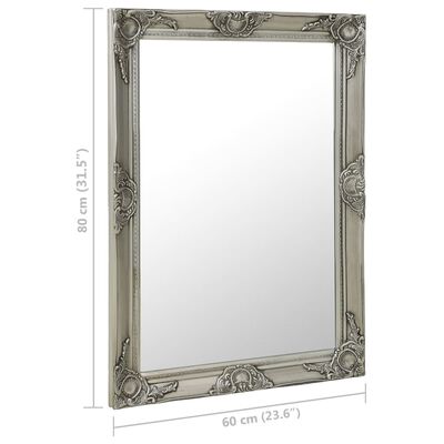 vidaXL Wall Mirror Baroque Style 23.6"x21.5" Silver