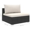 vidaXL Patio Sofa Black rattan and cream cushion