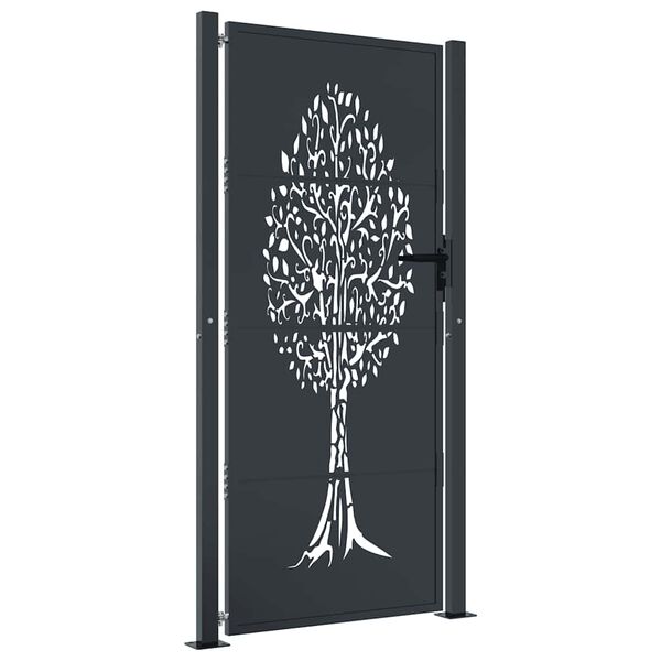 vidaXL Garden Gate Anthracite 39.4x68.9" Steel Tree Design