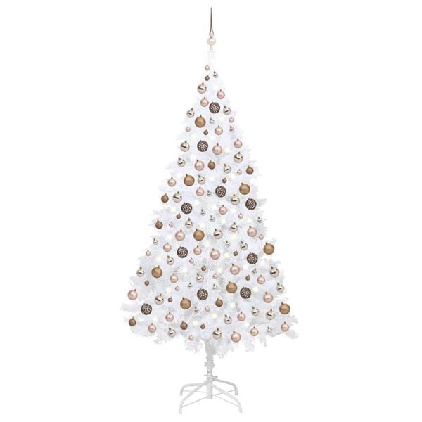 vidaXL Artificial Pre-lit Christmas Tree with Ball Set White 94.5"