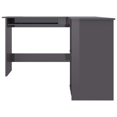 vidaXL L-Shaped Corner Desk High Gloss Gray 47.2"x55.1"x29.5" Chipboard