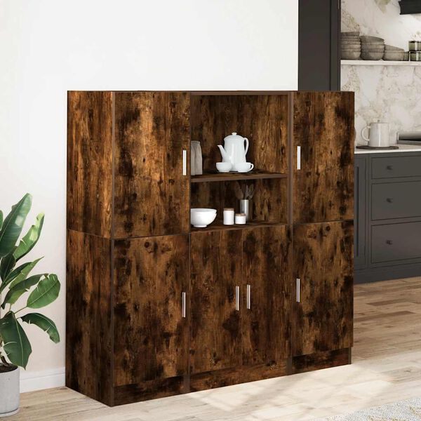 vidaXL Kitchen Cabinet Set Smoked Oak Engineered Wood Medium