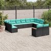 vidaXL Patio Sofa Set Black and Blue
