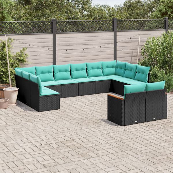 vidaXL Patio Sofa Set Black and Blue