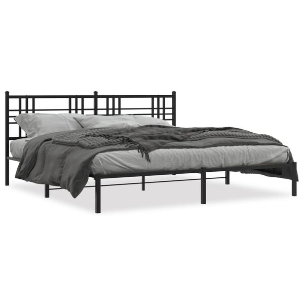 vidaXL Bed Frame Black Steel Super King Bed Frame Rectangular