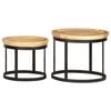 vidaXL Side Table Brown and black Solid mango wood and powder-coated steel