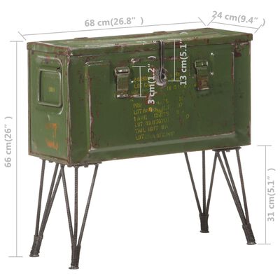 vidaXL Storage Trunk Military Style 26.8"x9.4"x26" Iron