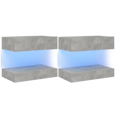 vidaXL Bedside Cabinets 2 pcs Concrete Gray 23.6"x13.8" Engineered Wood